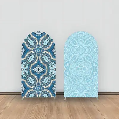 Aperturee Blue White Artistic Pattern Birthday Arch Backdrop | Wedding Arch Backdrop | Custom Chiara Arched Covers | Diy Roun...