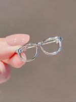 Women's Alloy Glossy Plain Color Eyeglasses Frame Brooch, Cute Trendy Collar Clip, Fashionable Clothes Accessories for Daily ...
