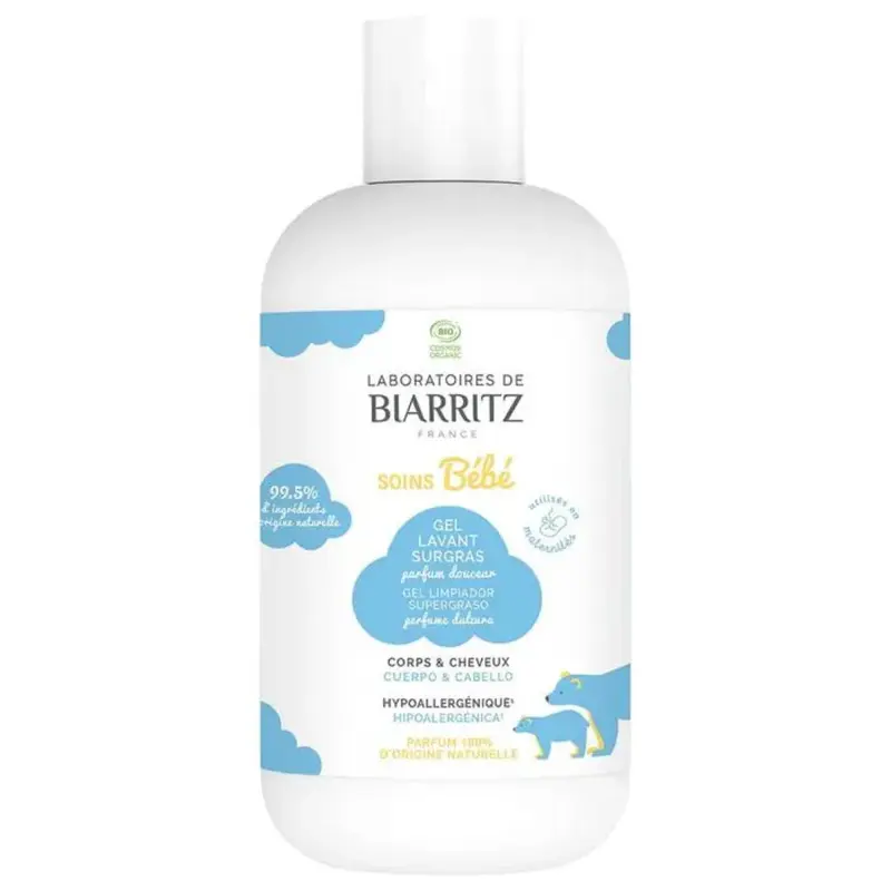 Laboratoires De Biarritz Bébé Organic Cleansing Gel Surgras Delicate Perfume Body and Hair 200ml