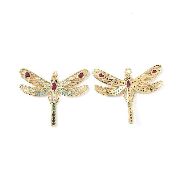 Brass Micro Pave Colorful Cubic Zirconia Pendants