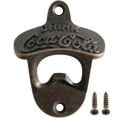 Vintage Metal Bottle Opener, 1 Count Retro Wall Mounted Beverage Opener, Manual Bottle Cap Remover for Home Kitchen Party