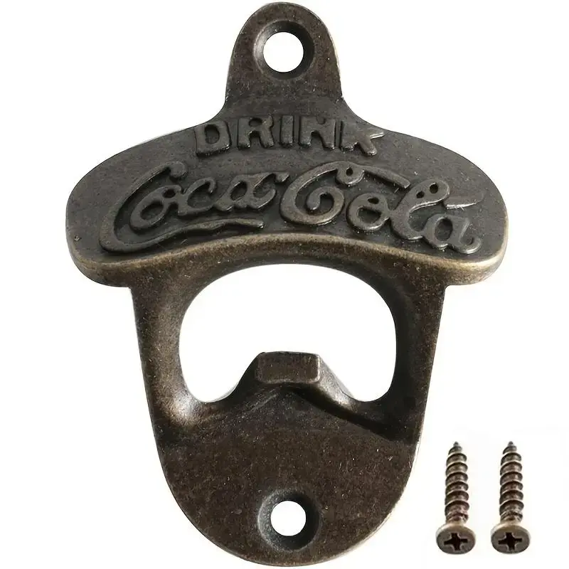 Vintage Metal Bottle Opener, 1 Count Retro Wall Mounted Beverage Opener, Manual Bottle Cap Remover for Home Kitchen Party