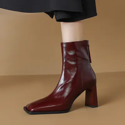 CHIKO Adeola Square Toe Chunky Heels Ankle Boots