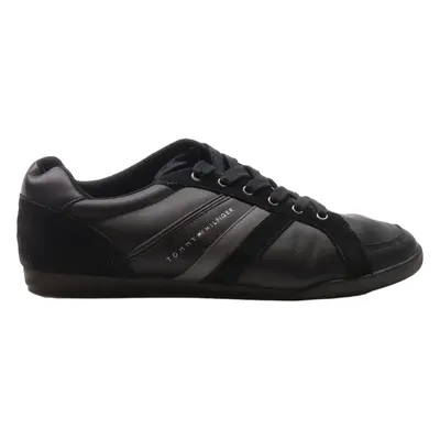 TOMMY HILFIGER Low Top Trainers Black Leather Mens UK 8.5