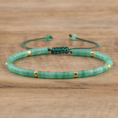 Natural Green Aventurine Beaded Braided Bracelets