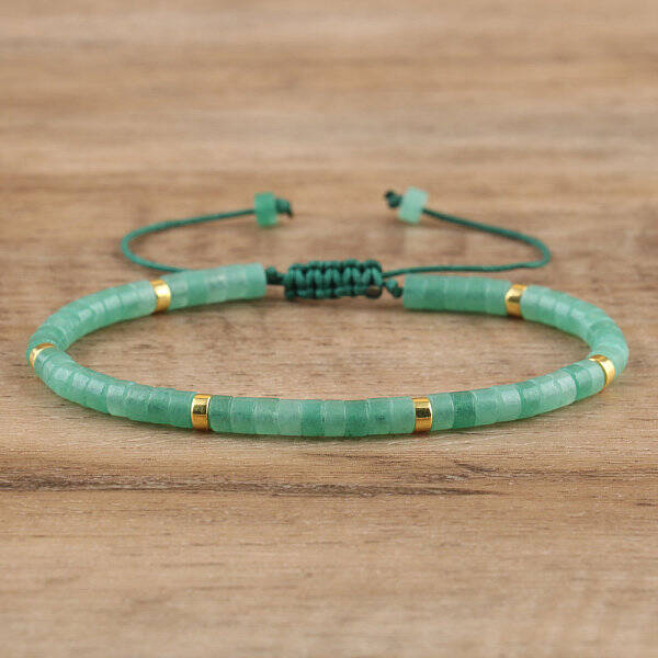 Natural Green Aventurine Beaded Braided Bracelets
