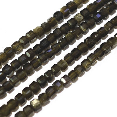 Natural Golden Sheen Obsidian Beads Strands