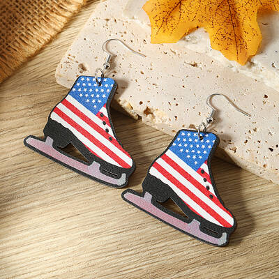 American Flag Independence Day Wood Dangle Earrings and Accessories