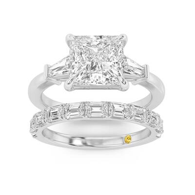Valentina Lab Grown Princess Cut Diamond Engagement Ring with the Juliet Wedding Band | 18K White Gold 2 1/4 ct. tw.