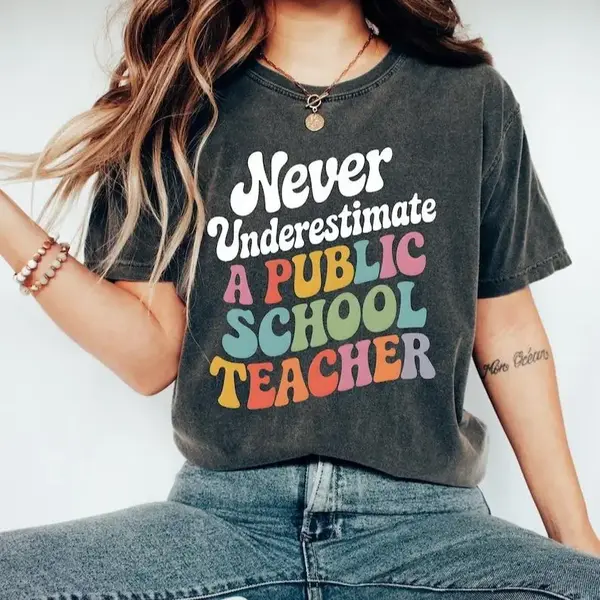 Never Underestimate A Public School Teacher Kamala Harris Shirt, Harris Walz 2024 Rally Tee, Tim Walz DNC Quote Sweatshirt, E...