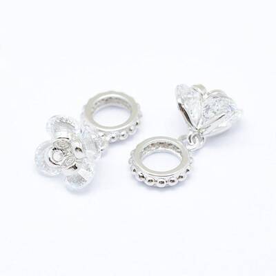 Brass Micro Pave Cubic Zirconia European Dangle Charms