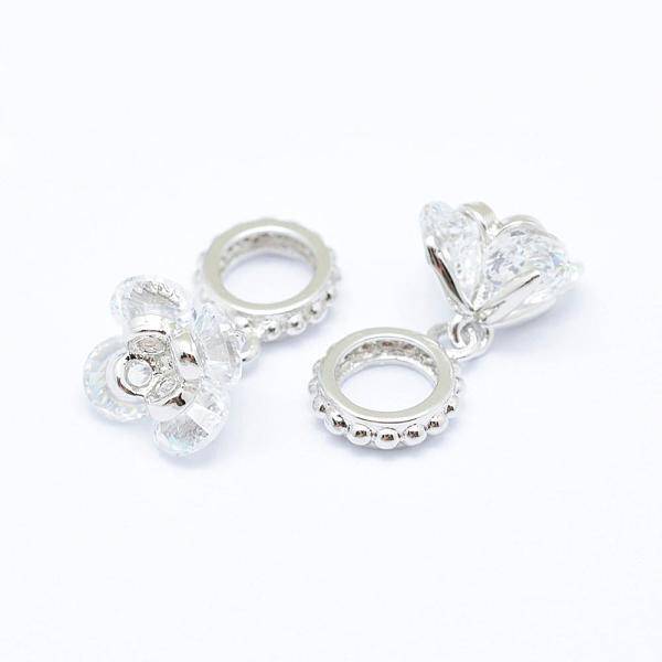 Brass Micro Pave Cubic Zirconia European Dangle Charms