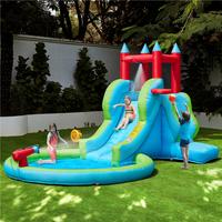 Yaheetech Inflatable Water Slide, 5-in-1 Outdoor Blow up Water Slide for Kids Aged 3-8 w/Water Cannon & Basketball Hoop & Cli...