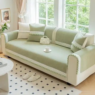 Solid Color Sofa Cover, 1 Count Non-slip Sofa Slipcover, Dustproof Sofa Protector, Sofa Protector for Home Living Room Office...