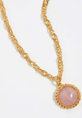 Necklace Rose Quartz Neck Gold-Pink | Color: GOLD PINK | Size: U