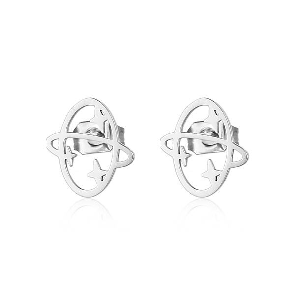 Sweet Stainless Steel Flat Planet Earrings for Daily Wear