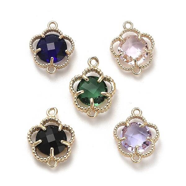 Brass Pave Glass Connector Charms