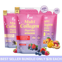 3 Packs  bundle all flavors included Of Fuel Multi Collagen Peptides Hydrolized Protein Peptides With Hyaluronic Acid,Biotin,...
