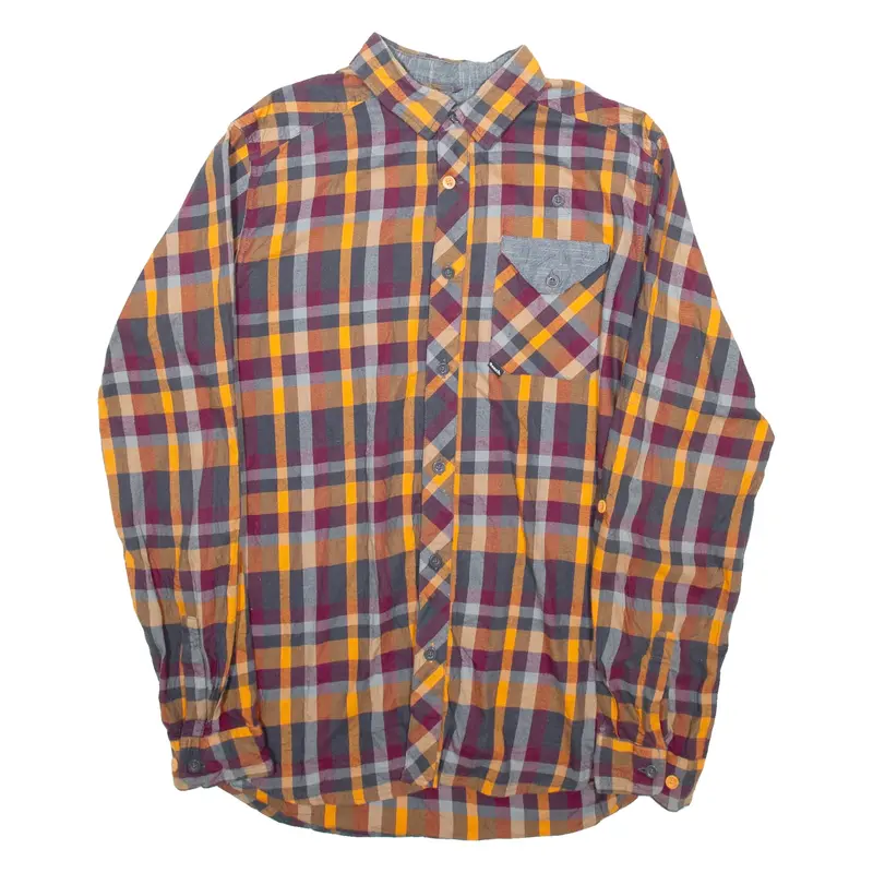 BENCH Mens Flannel Shirt Orange Check L