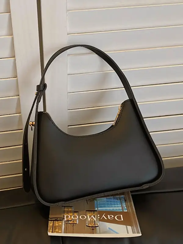 Fashion PU Leather Plain Zipper Simple Shoulder Bag, Casual and Versatile Textured Hand Shoulder Bag, Everyday Bags, Purse Wo...