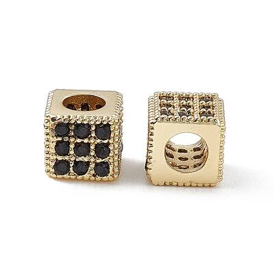 Real 18K Gold Plated Brass Micro Pave Cubic Zirconia Beads