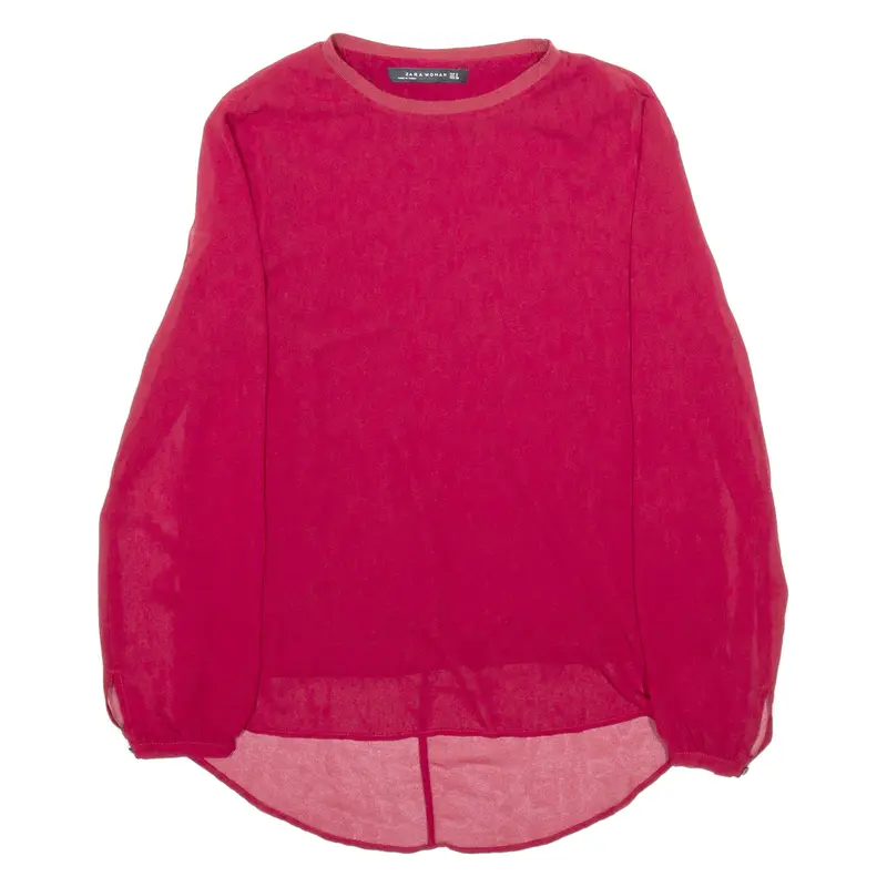 ZARA Womens Blouse Maroon Long Sleeve Viscose S
