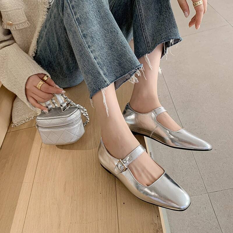 CHIKO Myeshia Square Toe Block Heels Mary Jane Flats