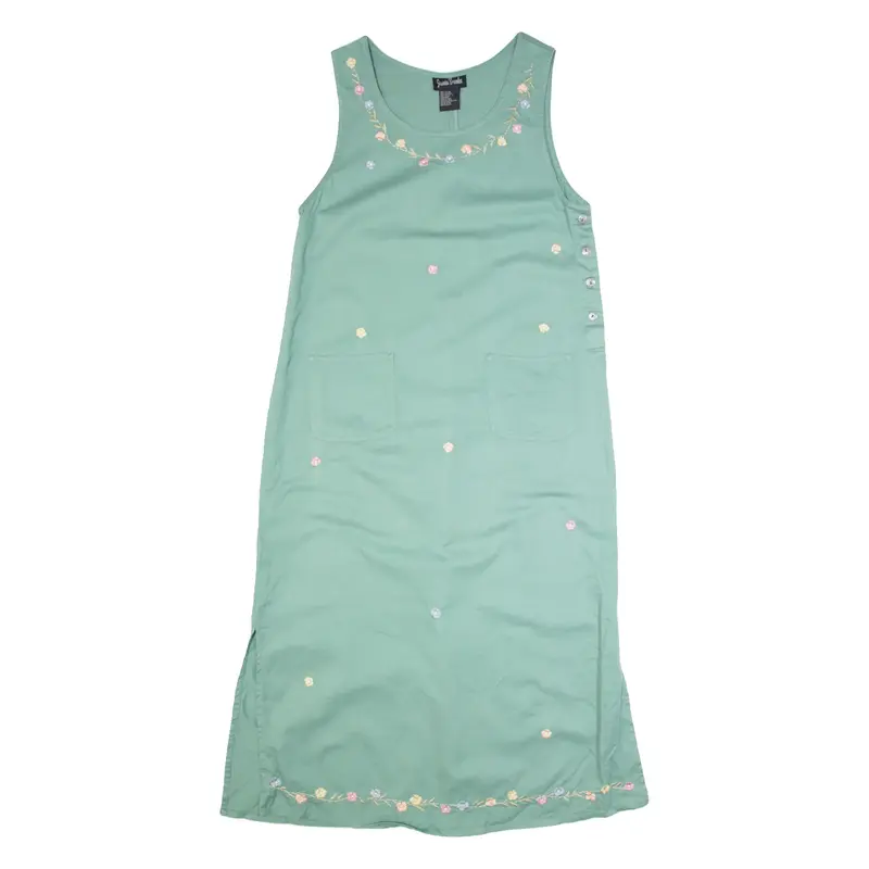 JAMIE BROOKE Womens Dungaree Dress Blue 90s Sleeveless Long S