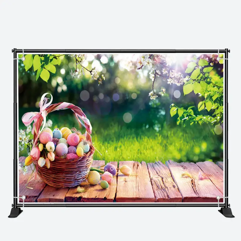 Wooden Basket Egg Green Leaves Bokeh Easter Backdrop - Aperturee