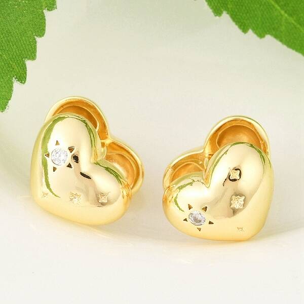 Brass Clear Cubic Zirconia Hoop Earrings