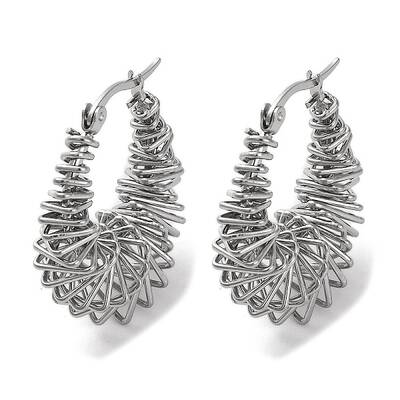 304 Stainless Steel Teardrop Hoop Earrings