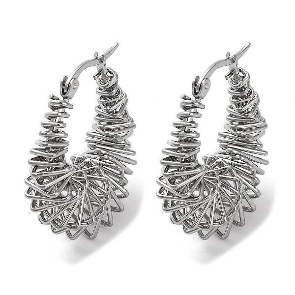 304 Stainless Steel Teardrop Hoop Earrings