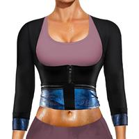 Blue Shirt - Sauna Suit for Women Sweat Body Shaper Jacket Hot Waist Trainer Shapewear Long Sleeve Zipper Top for Workout and...