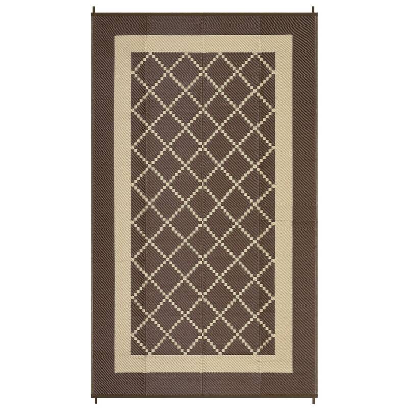 Garvee Reversible Outdoor Patio Rug 9x18ft - Modern Geometric Diamond Plastic Mat - Waterproof & UV Resistant, Non-Slip, Easy...