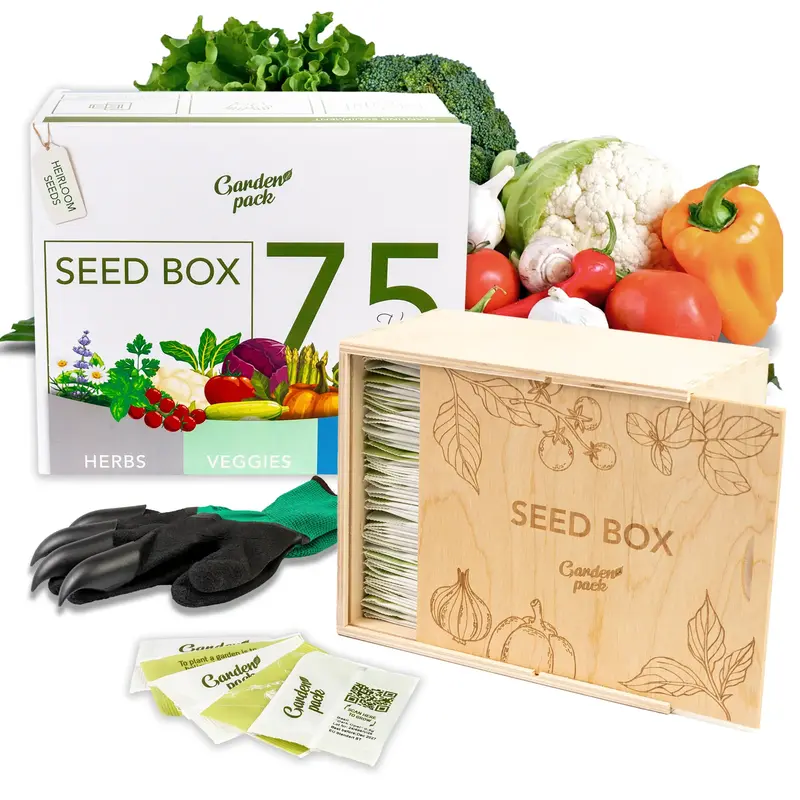 Garden Pack Grow Your Own Kit - 75 Varieties of Herb, Flower and Vegetable Seeds