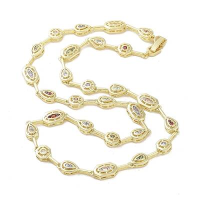 Brass Micro Pave Cubic Zirconia Chain Necklaces
