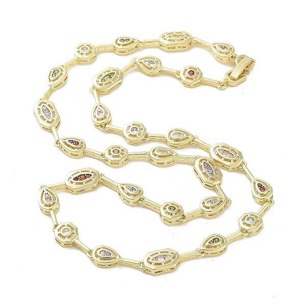 Brass Micro Pave Cubic Zirconia Chain Necklaces