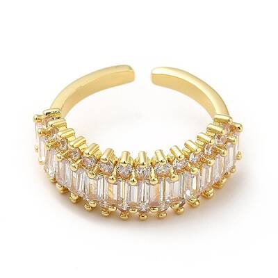 Brass Cubic Zirconia Cuff Ring