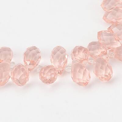 Faceted Teardrop Glass Beads Strands