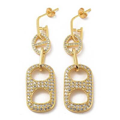 Real 18K Gold Plated Brass Dangle Stud Earrings
