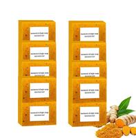 10PCS Lemon Turmeric KojicAcid Soap, Turmeric & Kojic Acid Brightening Soap, DarkSpot Remover, Kojic Acid Soap, Soap Body Car...