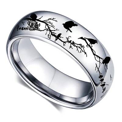 Non-Tarnish Bird Branch Stainless Steel Finger Rings