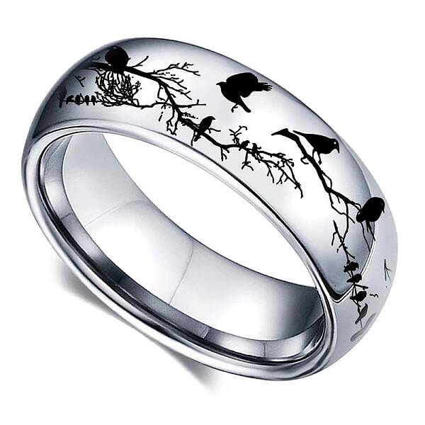 Non-Tarnish Bird Branch Stainless Steel Finger Rings
