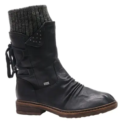 RIEKER High Boots Black Leather Womens UK 6