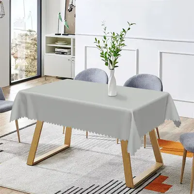 Simple Light Grey Solid Color Rectangle Tablecloth - Aperturee