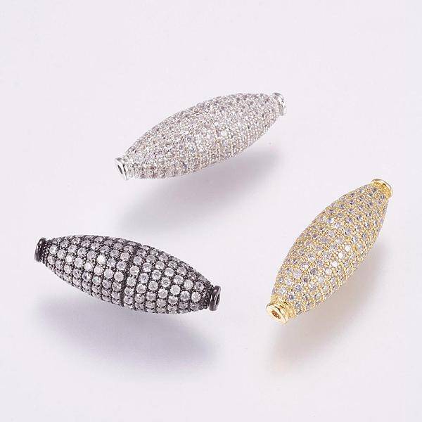 Brass Micro Pave Cubic Zirconia Beads