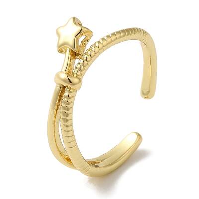 Star Rack Plating Brass Open Cuff Ring for Women
