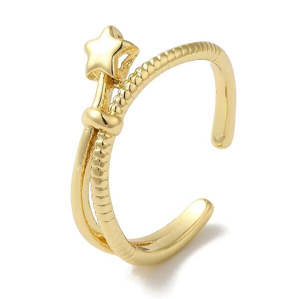 Star Rack Plating Brass Open Cuff Ring for Women