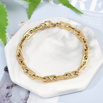 304 Stainless Steel Oval Link  Chain Bracelets for Women Men