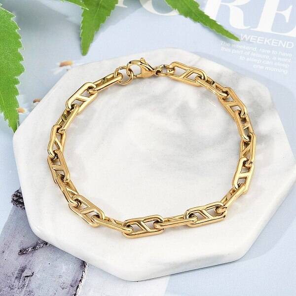 304 Stainless Steel Oval Link  Chain Bracelets for Women Men